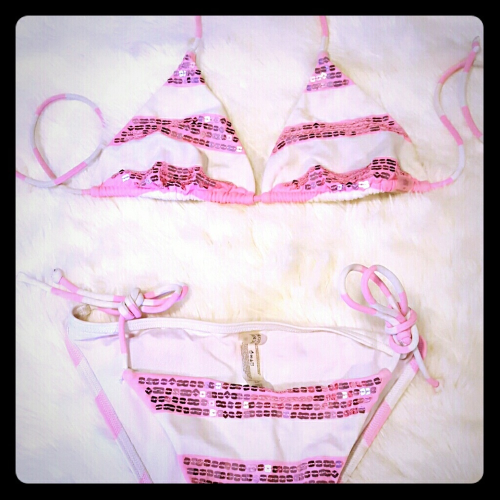 Victoria's Secret Striped sequined bikini